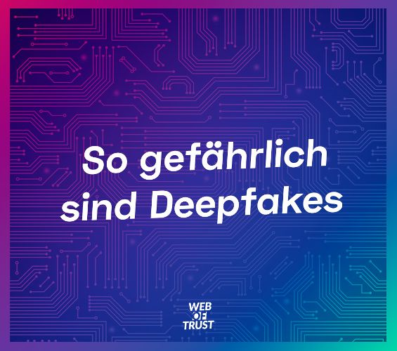 Eine Leiterplatte im Farbverlauf, die So gefährlich sind Deepfakes vermerkt hat